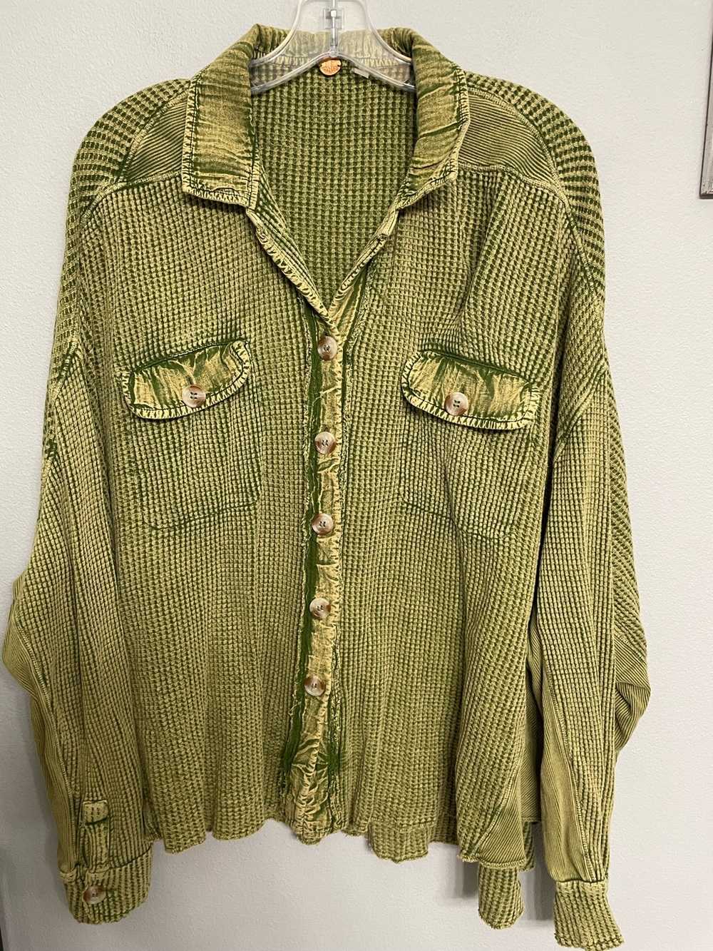 Free People Green Waffle Knit One Scout Jacket size S